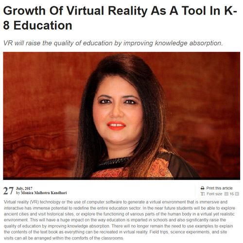 Growth Of Virtual Reality As A Tool In K-8 Education